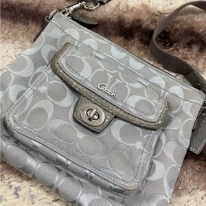 Coach Signature Pattern Gray Crossbody Bag
